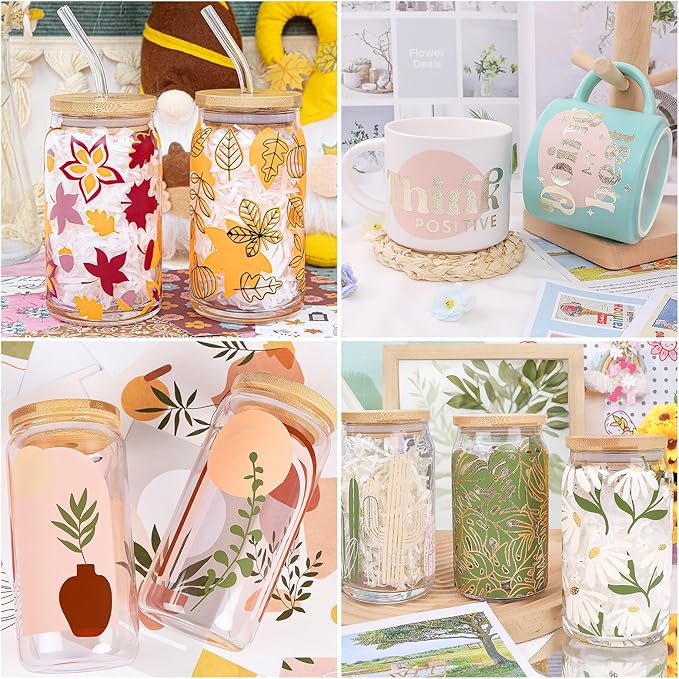 TECKWRAP Matte Permanent Vinyl, 12" x 3ft, 12 Rolls Adhesive Vinyl Compatible with Cutters, Signs, Scrap-Booking, for Mug, Window, Home Decal, Vintage Color