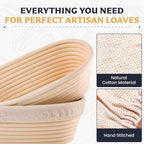 10" Banneton Bread Proofing Basket, Sourdough Proofing Basket Set of 2, Bread Banneton Basket for Professional & Home, Oval Bread Proofing Baskets for Sourdough