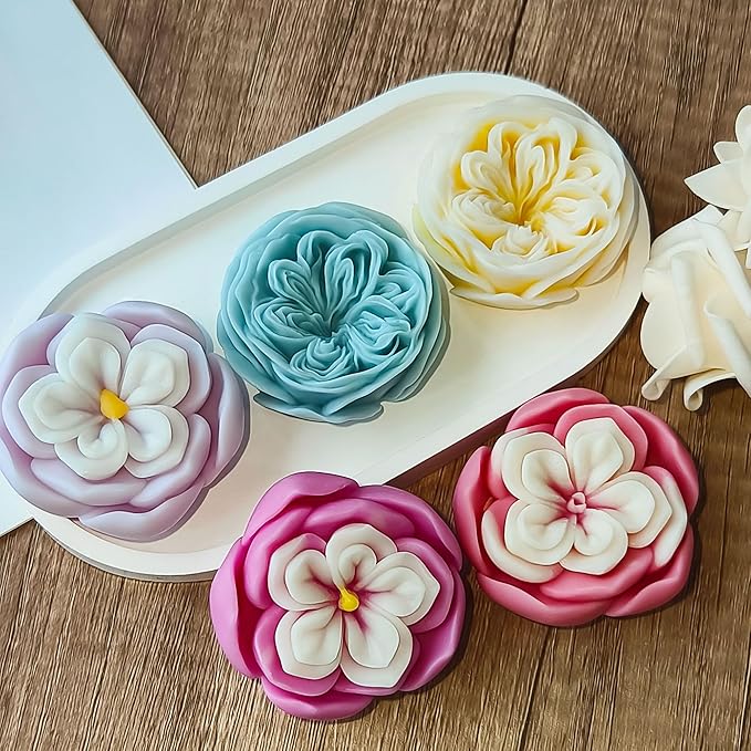 2 Pack Flower Soap & Candle Mold - Silicone 3D Molds for Candy & Home Decor - Resin Casting & Making Molds