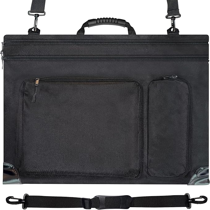 Light Weight Artist Portfolio 18X24in Waterproof Art Portfolio Bag w/ Shoulder Strap, Large art portfolio, Leather Corners, Carrying Case for Sketches, Paintings, Canvas, Posters & Art Paintings