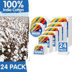 FIXSMITH 24 Pack Stretched Canvases, Multi Pack - 4x4, 5x7, 8x10, 9x12, 11x14, 12x16, Round Canvas 12x12, 8x8 (3 of Each), 100% Cotton, Primed Canvases for Acrylic, Oil, Wet or Dry Art Media…