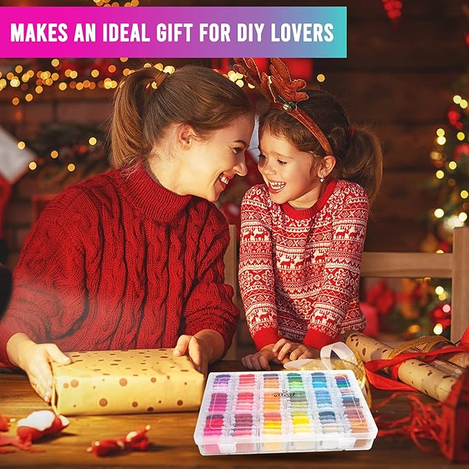 The Original 108-Color Embroidery Floss Kit – 99 Cotton & 9 Metallic Threads with DMC Color Coding – Perfect for Cross Stitch, Friendship Bracelets, String Crafts, and Embroidery Thread Organizer Box