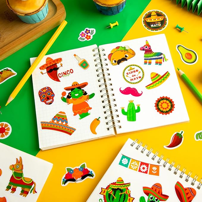 Cinco De Mayo Stickers for Kids, 236Pcs Funny Mexican Fiesta Stickers for Mexican Taco Party Favors Boys and Girls Gifts