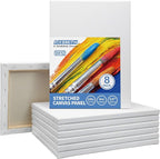 FIXSMITH Stretched White Blank Canvas - 9x12 Inch, Bulk Pack of 8, Primed,100% Cotton, 5/8 Inch Profile of Super Value Pack for Acrylics,Oils & Other Painting Media.