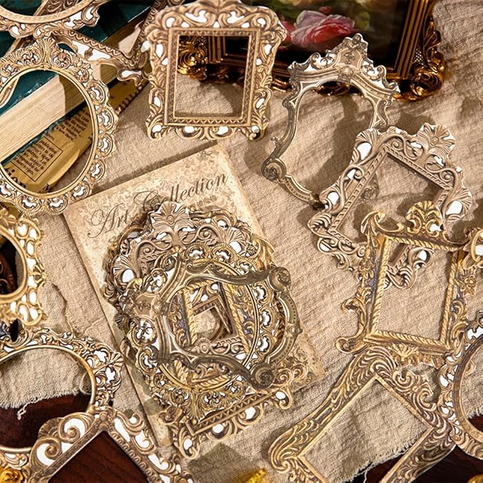 30Pcs Vintage Scrapbook Paper Photo Frame for Scrapbooking Junk Journal Collage Diary Embellishment DIY Photo Album DIY Craft Decoration, 10 Patterns (YSDC1)