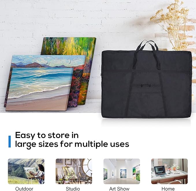 JJRING Dacron Light Weight Large Size Art Portfolio Tote Bag, 33'' x 43'' for 32'' x 42'' Black Carring Storage Case For Poster, Sketching and Drawing