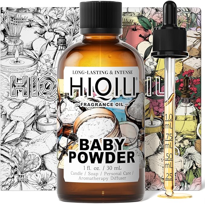 HIQILI Baby Powder Fragrance Oil - for Body Oils, Laundry Detergent, Candle, Perfumes & Soap Making, and Home Diffusers Use - 1 Fl Oz