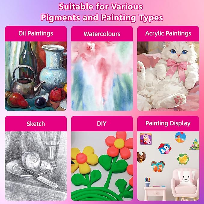 24Pack Stretched Canvas for Painting, 100% Cotton Art Canvases with Easel for Painting, 5/8 Inch Profile 8 Ounce Acid-Free Painting Canvas Supplies for Acrylics,Oils & Other Painting Media - 10cm