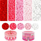 4000 Pcs Pink Clay Beads Bracelet Making Kit, 6mm Polymer Spacer Flat Heishi Beads for Jewelry Necklace Earring Making (Pink)