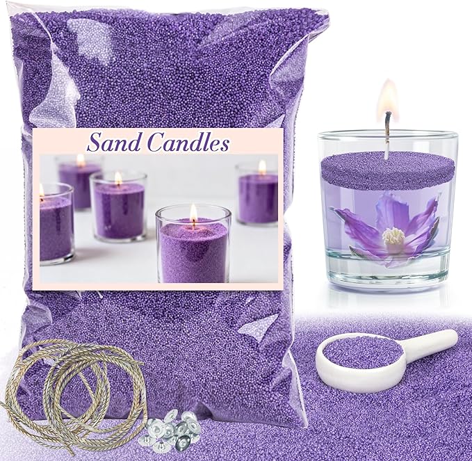 Sukh Deep Purple Candle Sand with Wick - 430G(0.94lb) Sand Candle with Wicks Refillable Candles for Weddings, Dating, Halloween, Christmas