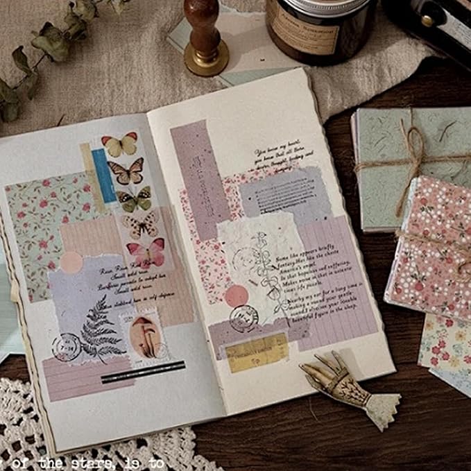 pson 180 Sheets Vintage Scrapbook Paper Pad, Decorative Craft Paper for Journaling, Card Making, Art Collage, DIY Crafts(Style A)