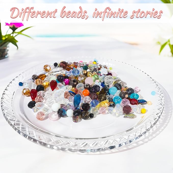 Mystery Mix Glass Beads Bulk - Assorted Crystal Beads for Jewelry Making, DIY Bracelets & Crafts, Half Pound Surprise Pack