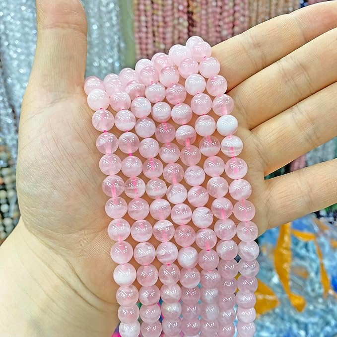 6MM 60PCS Natural Crystal Stone Madagascar Rose Quartz Gemstone Beads for Jewelry Making DIY Bracelet