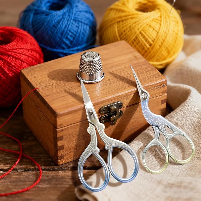 AQUEENLY Embroidery Scissors 2 Pcs Small Sewing Scissors Sharp Stainless Steel 3.6 Inches for Artwork, Threading, Needlework, Crochet