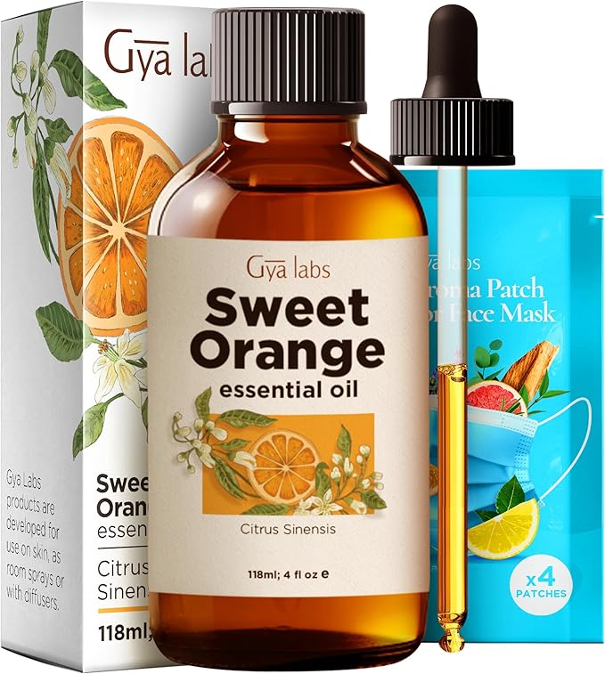 Gya Labs Orange Essential Oil - 4 Fl Oz - for Hair, Skin, Diffuser, Aromatherapy & DIY Candle Making Scent