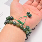 NCB Natural Stone Beads 100pcs 10mm Round Genuine Real Stone Beading Loose Gemstone DIY Charm Smooth Beads for Bracelet Necklace Earrings Jewelry Making (Green Moss Agate, 10mm 100Beads)