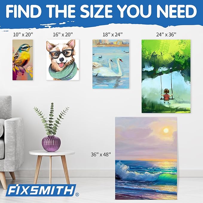 FIXSMITH Stretched White Blank Canvas - 16x20 Inch, 5 Pack,Primed Large Canvas,100% Cotton,5/8 Inch Profile of Super Value Pack for Acrylics,Oils & Other Painting Media