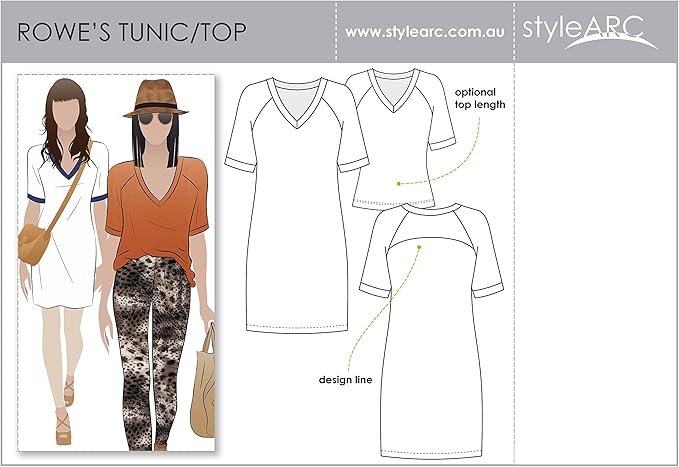 Style Arc Sewing Pattern - Rowes Raglan Tunic Top (Sizes 04-16)