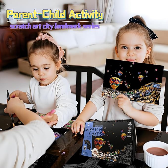 Scratch Art Book for Adults-Landmark Building Scratch paper|Scratch Painting Paper Craft Kit|Creative Foil Engraving Scratch Art|Scratch City Series Books for Travel Lovers,Craft Lovers(City Series 2)