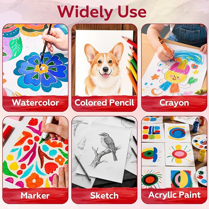 100 Sheets Watercolor Paper Bulk，9 x 12 Inch Cold Press 140 lb/300 GSM Water Color Paper for Kids Adults.Watercolor Drawing Paint Paper for Art Drawing Supplies