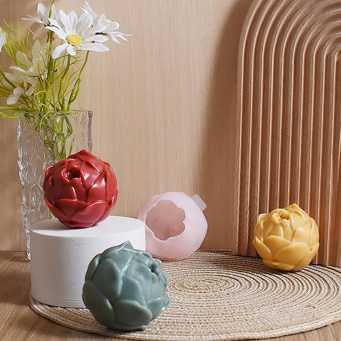 Silicone 3D Flower Bud Mold - Wave Candle Silicone Resin Casting Molds for Candle & Resin & Soap Craft Supplies