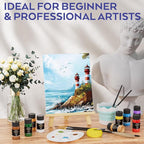 Nicpro Acrylic Paint Canvas Set for Adults, 80PCS Art Painting Supplies Kit with 36 Paints(36ML), Table Wood Easel,10 Canvas Panels,12 Paint Brushes,Paper Pad, Cup, Palette for Beginner Artist Adults