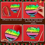 JULMELON 36 PCS Kwanzaa Crafts for Kids, Kwanzaa Magic Rainbow Scratch Art Paper Cards Kwanzaa Gifts for Students School Classroom Activities DIY Crafts Party Favors