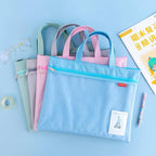 Pendancy Mesh Zipper Pouch 11x13.7 in, 2 pcs Large Double Pocket Waterproof File Bag with Handle, A4 Size Foldable Document Storage for Puzzle Project/Cross Stitch/Travel/Office（Blue Green）