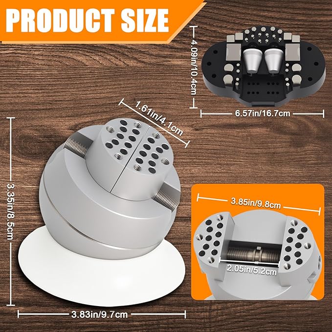 Podoy Ball Vise 3" Jewelers Engraving Block Setting Tool with 35Pcs Attachment, 360° Rotation Engraving Block Vise Jewelry Engraving Block Tools Standard Block