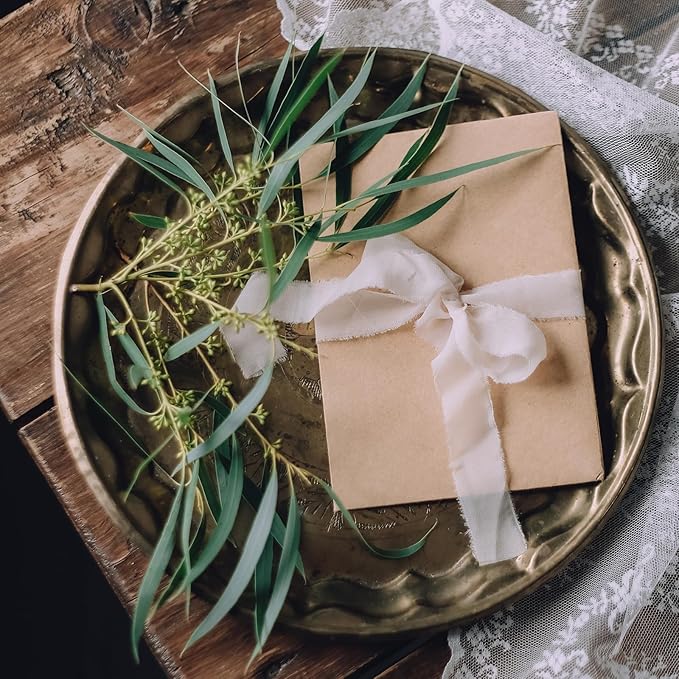 3 Rolls Light Pink Handmade Fringe Chiffon Ribbon 1.5" x 7Yd Silk-Like Colorful Rustic Ribbon for Bouquets Wrapping Decor Wedding Invitation Accessories