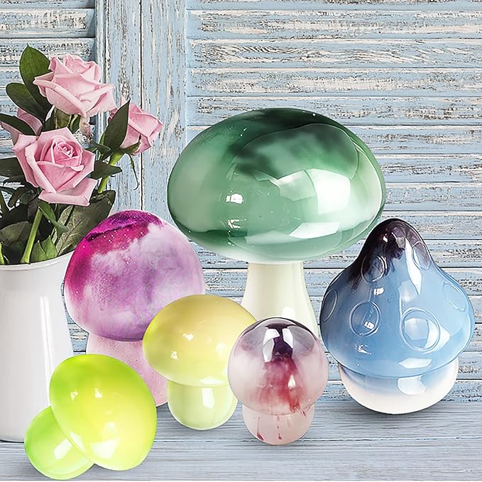6 Pack Mushroom Mold Mushroom Candle Mold Plant Resin Mold Clay Mold Candle Making Molds Craft Supplies 3D Mold Silicone Mold for Resin Resin Casting Mold