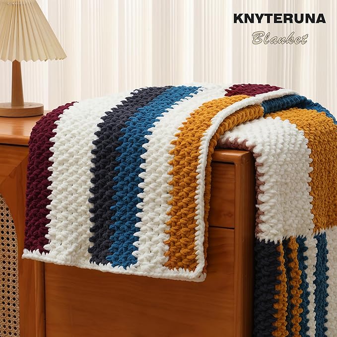 #6 Super Bulky Blanket Yarn for Crocheting - 4 Skeins(Each 10.5oz/300g, 220yds/201m), Chunky Chenille Thick Plush Big Soft Yarn for Crocheting Knitting Blankets, Pure White