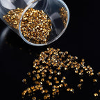 1200PCS 3mm Bicone Crystal Glass Beads for Jewelry Making, Sparkling Mini Beads for Suncatchers, DIY Bracelets & Craft Projects (Coffee Gold)