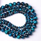 96PCS 8mm Blue Tiger Eye Gemstone Loose Beads Natural Round Loose Stone Beads for Jewelry Making DIY Bracelet Necklace Earrings 2 Strand 32"