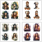 XERE 80 Pcs Mythic Enchantress Women Portraits Scrapbook Stickers Set for Scrapbooking and Journaling Notebooks, Junk Journal Supplies, Sketchbook, Bookmark Making Sticker
