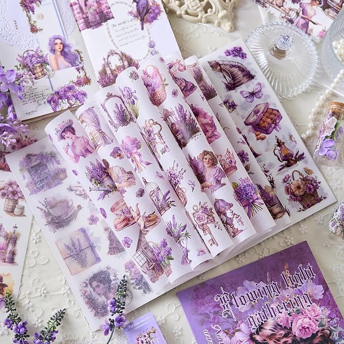 Snycler Sticker Book - 24 Sheets Vintage PET Stickers for Scrapbooking, Junk Journaling, Ephemera, and Decorative Crafts - Pre-Cut Floral Design Stickers Vintage-6