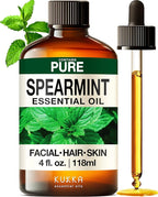KUKKA Spearmint Essential Oils - 4 Fl Oz - for Hair, Skin, Diffuser, Aromatherapy & DIY Soap Making Scent