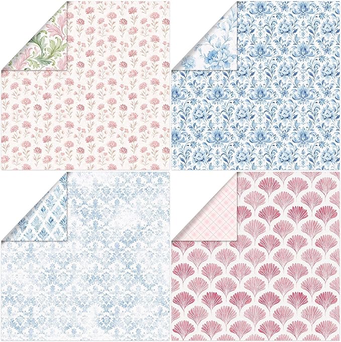 Scrapbook Paper 12x12, 24 Sheets/24 Designs Double-Sided Colorful Style Scrapbooking Pad Decorative Paper for Junk Journals Greeting Cards Decoration