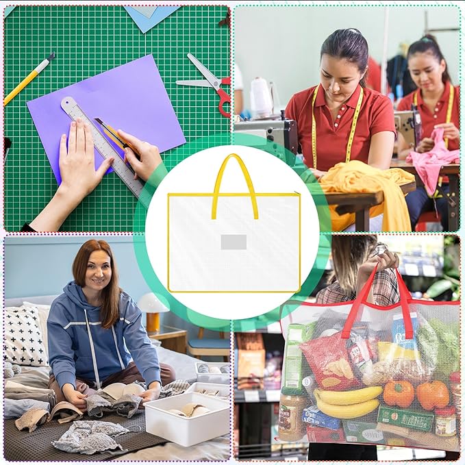 5 Pcs Colorful Art Portfolio Bags 19 x 25 Inch Transparent Artwork Storage Case with Handle and Zipper Mesh Folder Organizers for Bulletin Boards Paintings Scrapbooks Posters, 5 Colors