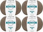 Estako Wool 98 (4- Skeins Pack) 100% Superwash Merino Wool Medium Worsted Weight Soft Knitting and Crochet Yarn (4 x 1.76 oz) (4 x 98 yds) (6360-Light Brown)