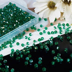 1100PCS 4mm Bicone Crystal Glass Beads for Jewelry Making, Sparkling Mini Beads for Suncatchers, DIY Bracelets & Craft Projects (Malachite Green)