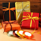 DECYOOL 4 Rolls 100 Yards Fall Ribbons, 10 mm Wide Autumn Thanksgiving Satin Ribbon for Wreath Bows Party Home Decoration Craft Wrapping (Orange, Yellow, Brown, Green)