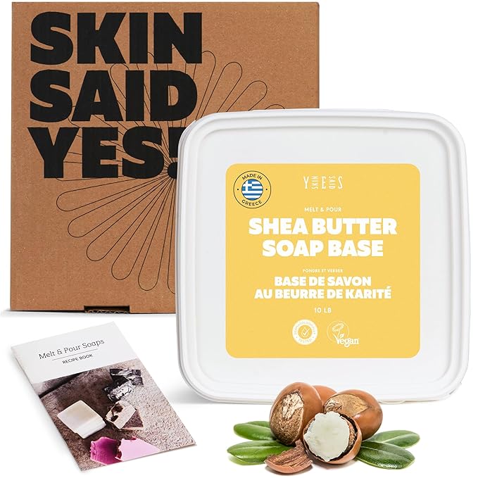 Shea Butter Soap Base - 10Lb Melt and Pour Soap Making Supplies with Organic Shea Butter - No Palm Oil, Vegan, Antioxidant-Rich and Gentle on the Skin - Crafting Recipe Book Included