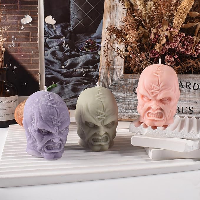 Skull Head Candle Mold - Resin Casting Silicone Molds for Home Decor & Candle Making Wave Spiral Mold