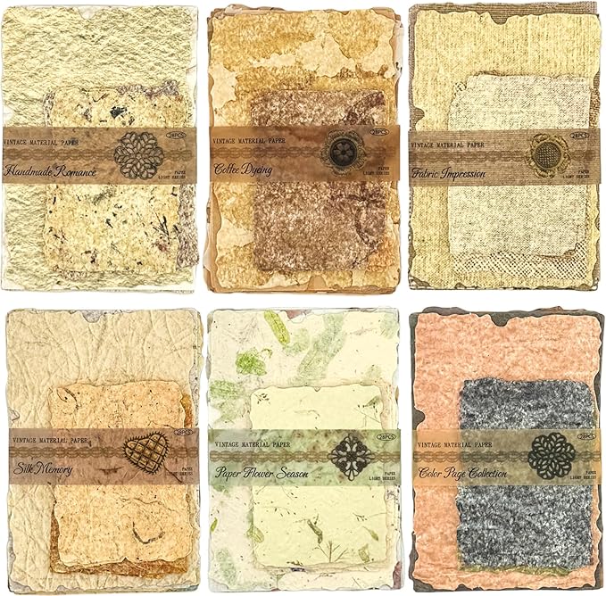 168Pcs Scrapbook Supplies Kit - Textured Embossed Rice Decoupage Paper for Scrapbooking, Junk Journaling, Cards Making, Mixed Media Collage, DIY Decorative Materials Vintage 6 Pack Craft Gifts