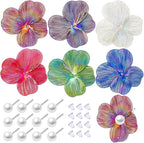 COLIGREE 6 Pairs AB Color Filigree Flower Stud Earring Making Kit Hollow Multicolor Filigree Floral Charms for DIY Earrings Necklaces Rings Hair Jewelry