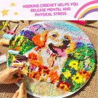 MeoobkCraft Alpine Sweetpea for Latch Hook Kits for Adults Beginners Dog Pre-Printed Latch Hook Rug Kits Embroidery Cross-Stitch for Home Home Decoration 19.7 x 19.7in