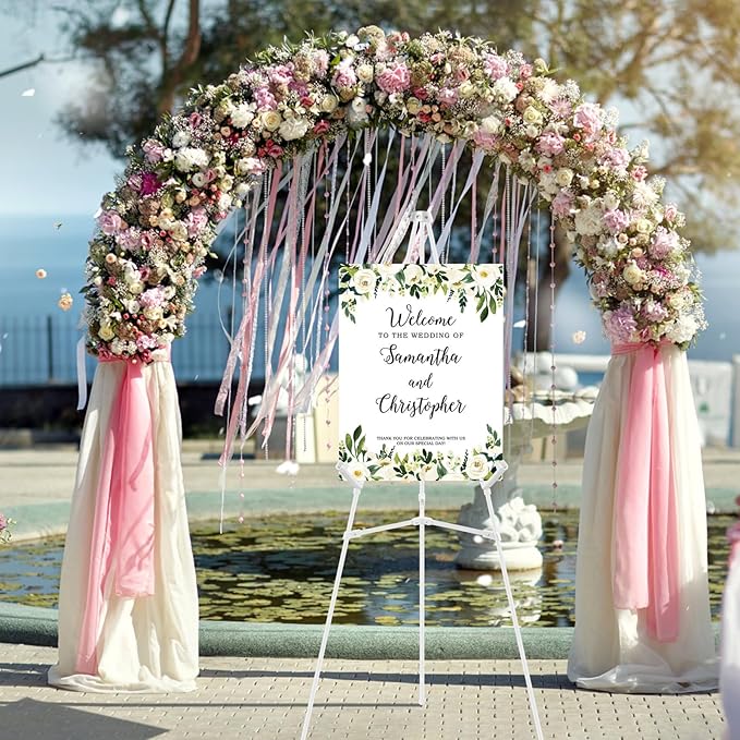 1 PCS White Easel Stand for Wedding Sign Stand, 65 Inch Adjustable Metal Easels for Display, Portable Folding Easel for Wedding, Display Show, Arts, Poster with Portable Bags