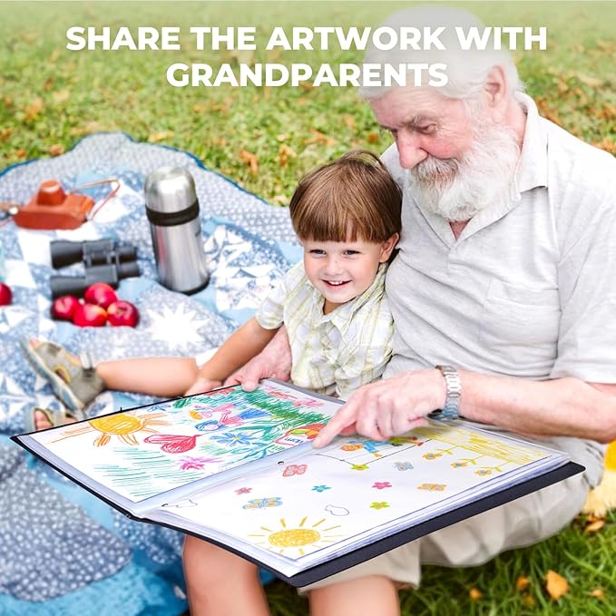 JoyCat Art Portfolio Binder 11"x17",40 Pockets Art Folder with Clear View Pages, 80 Sheets Presentation Binder for Artists and Students (Black)