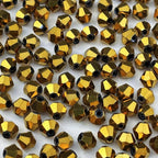200pcs 6mm Bicone Glass Crystal Beads for Jewelry Making, Faceted Bicone Glass Spacer Beads for Bracelet Earring Necklace DIY Craft(Gold)
